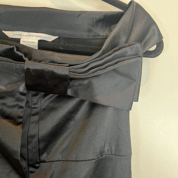 Diane von Furstenberg Black Satin Off Shoulder Cocktail Dress 2 - Picture 4 of 10